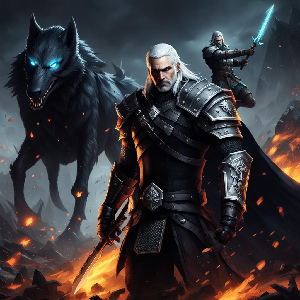 Geralt of Rivia in Baroque Dark Fantasy Style