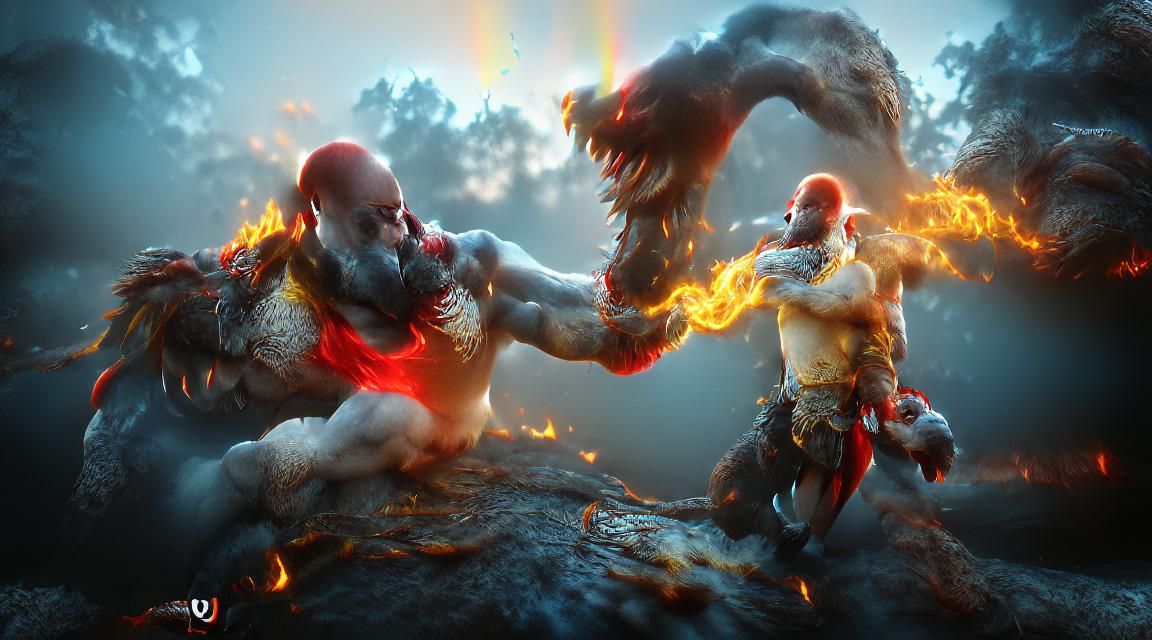 Warrior Engaged in Epic Battle