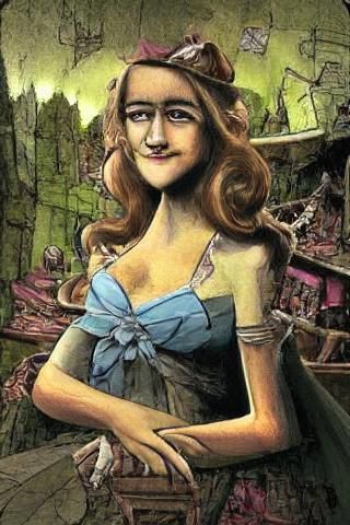 Stylish Cartoon Portrait of a Pretty Woman