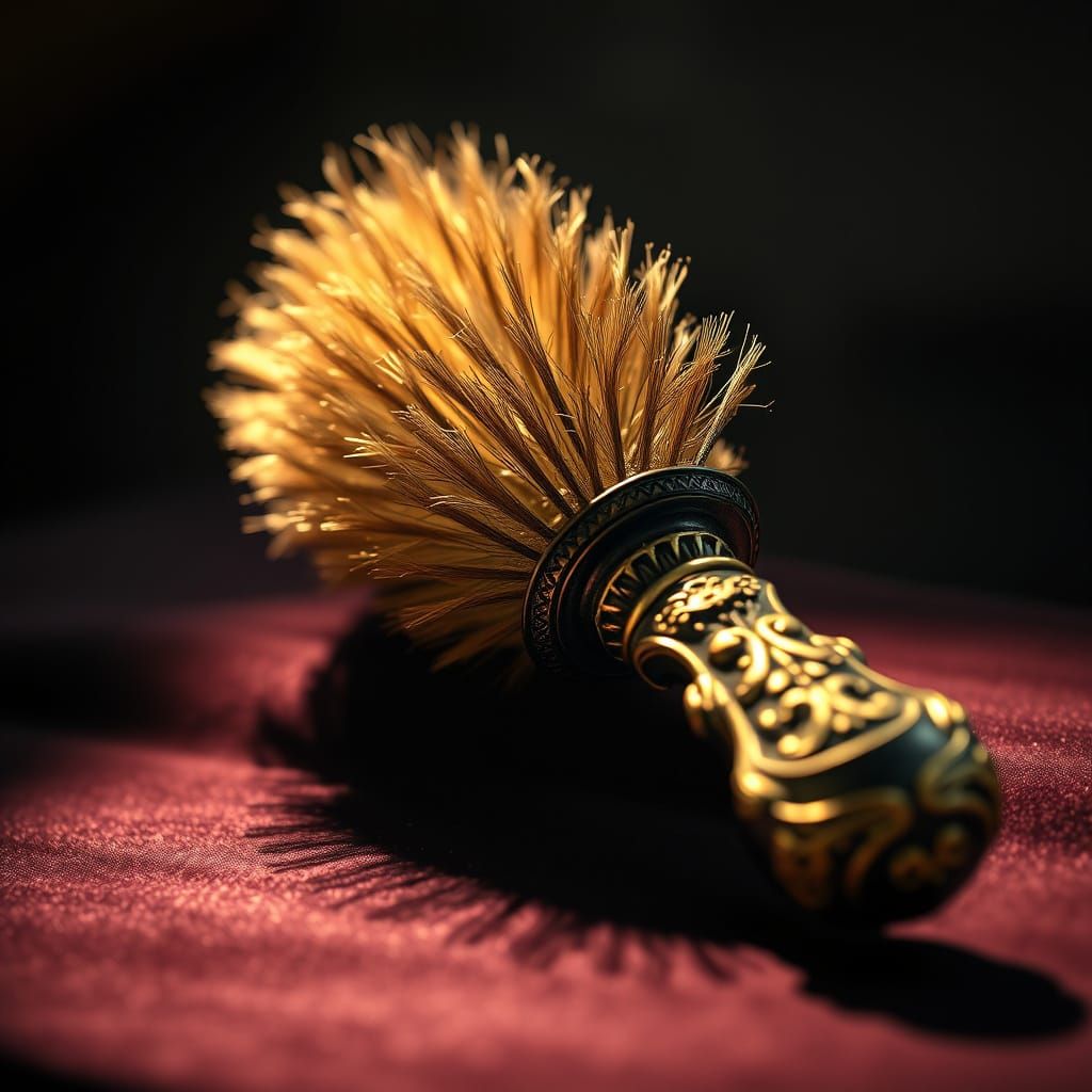 Ornate Hairbrush on Velvet in Hyper-Realistic Style