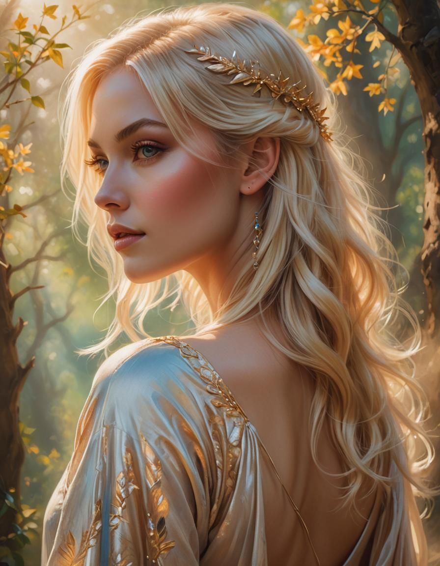 Mystical Woman Portrait in Dreamlike Oil Painting Style