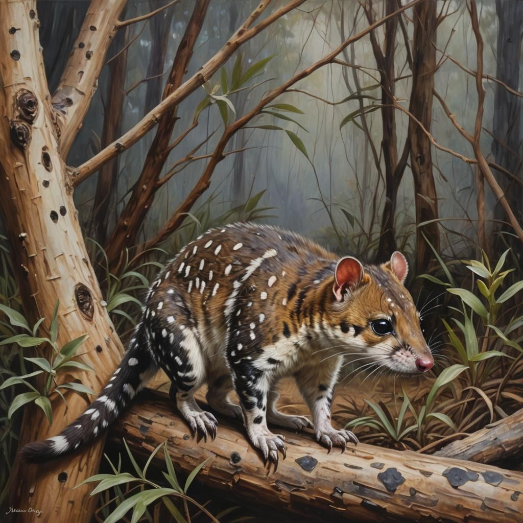 Spotted Quoll: Oil Painting by James Gurney