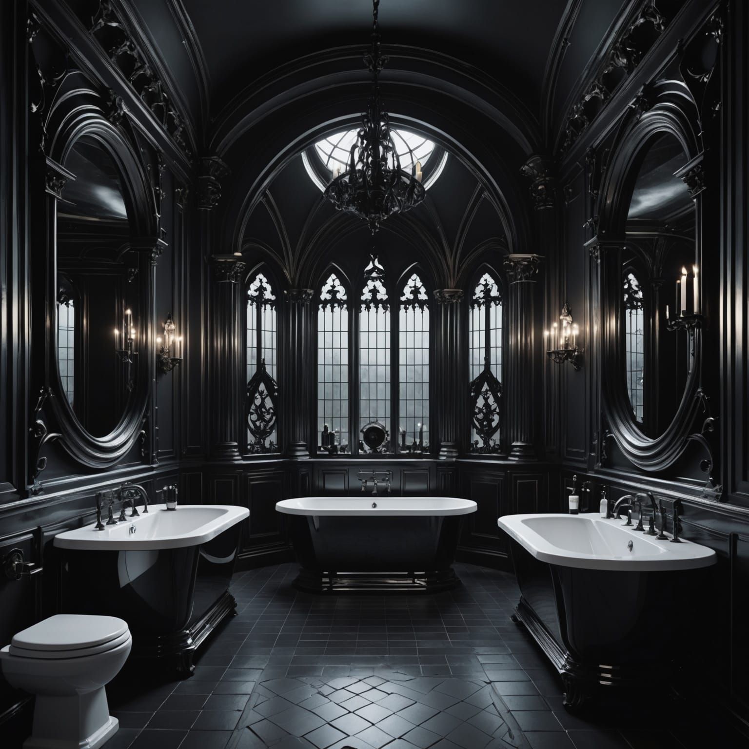 Futuristic Gothic Bathroom Interior