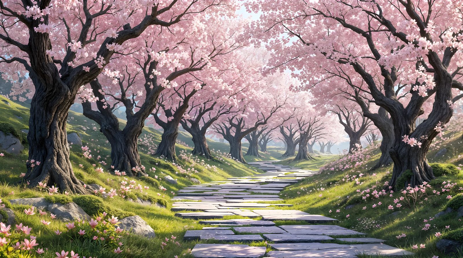 Blossom Path in 3D Anime Art Style