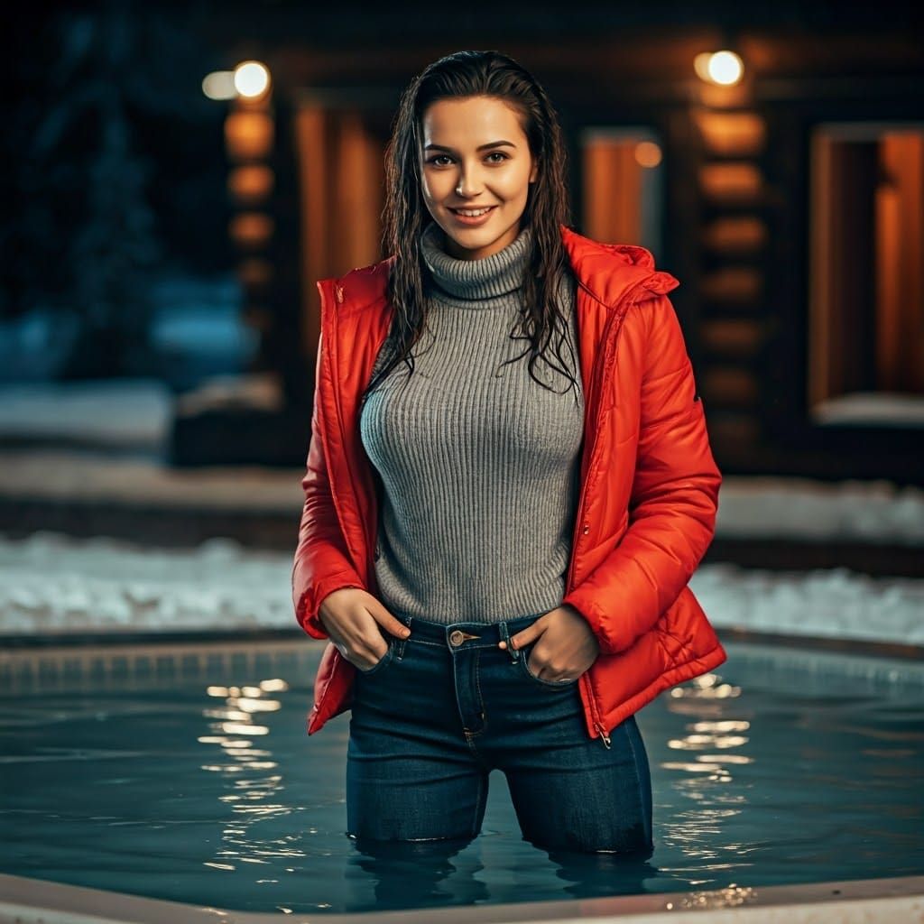 Wet and Radiant in a Snowy Hot Tub