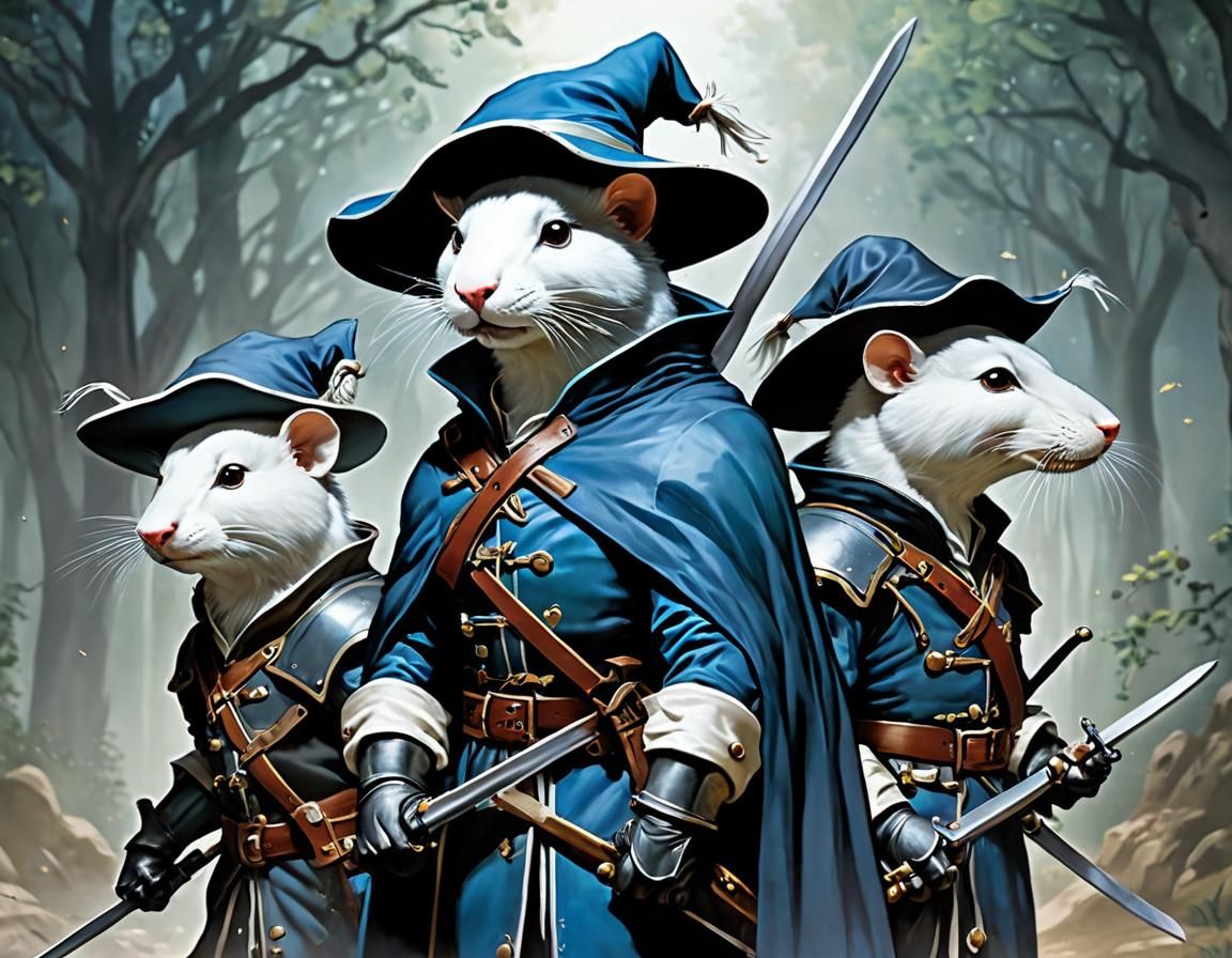 Musketeer Mice in Comic Book Art Style