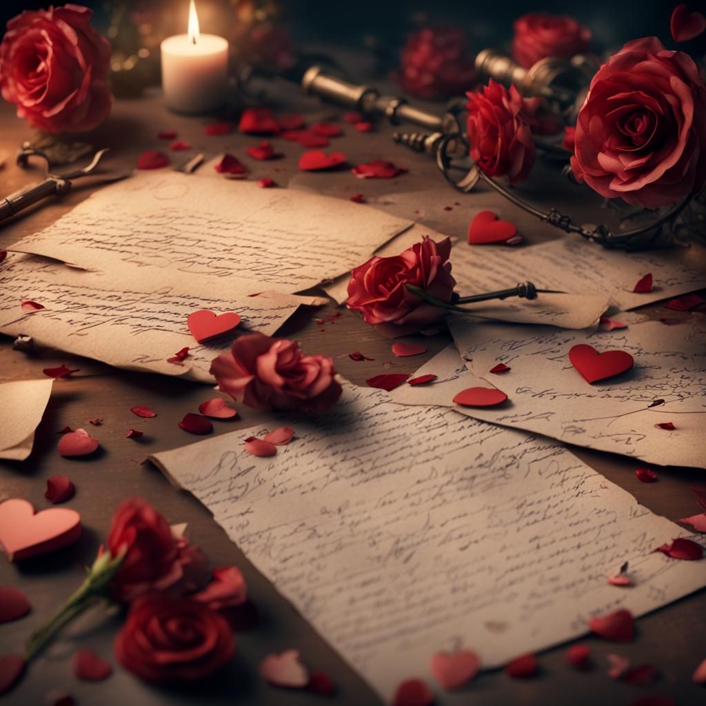 Handwritten Love Letters in Detailed Matte Painting