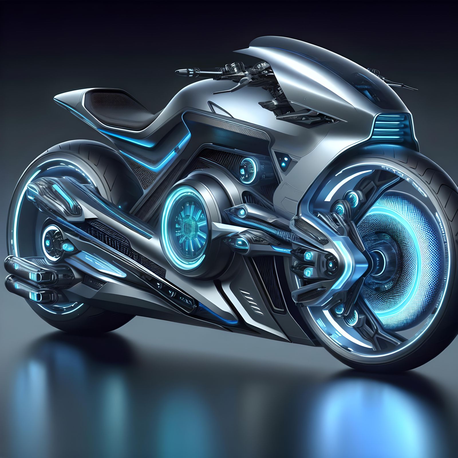 Futuristic Motorcycle Concept in Metallic Blues