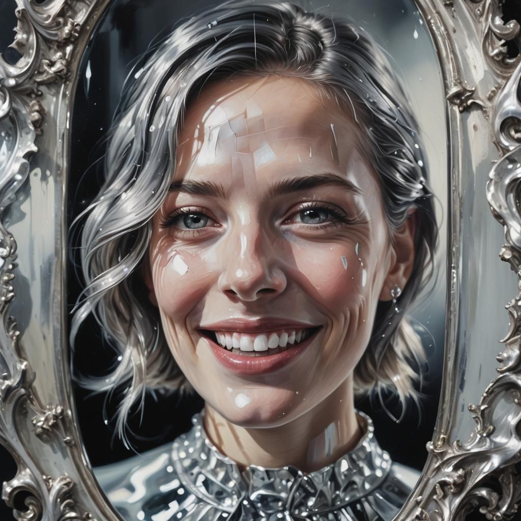 Surrealist Portrait Reflecting Light in Oil Painting Style