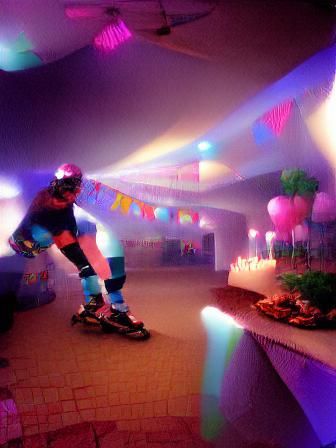 Retro 1980s Rollerblading Birthday Party Scene