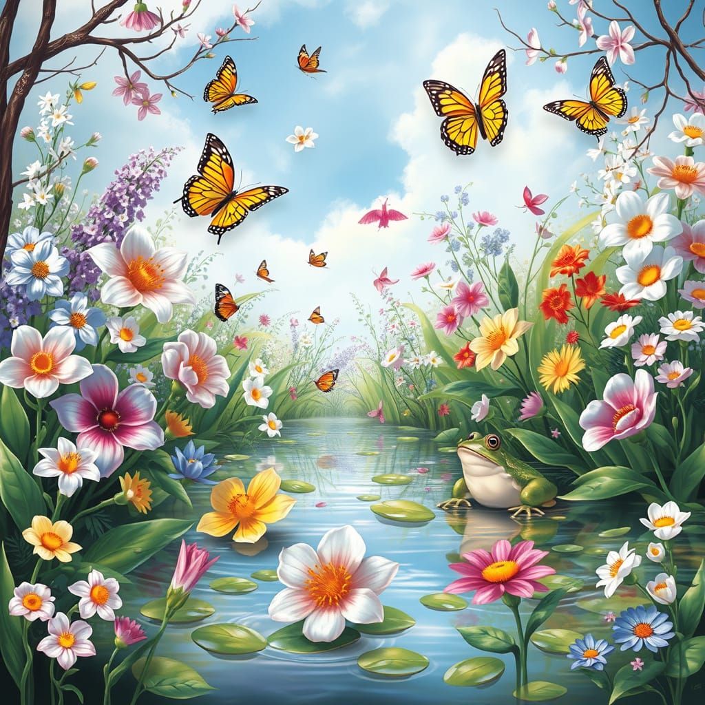 Serene Spring Floral Scene