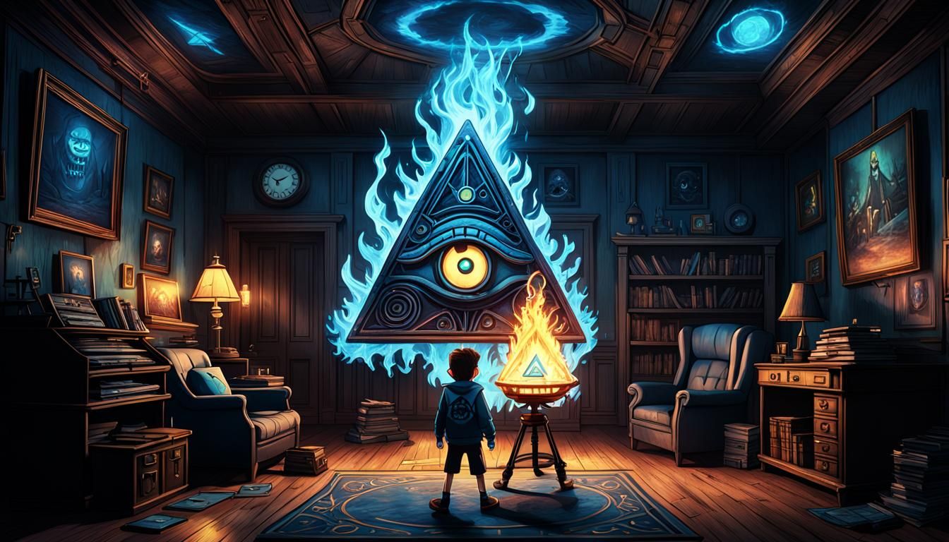 Bill Cipher Engulfed in Blue Flames
