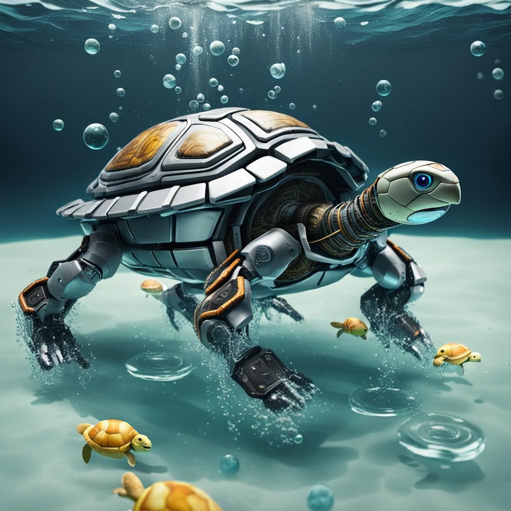 Cyborg Robotic Turtle Toy Swimming