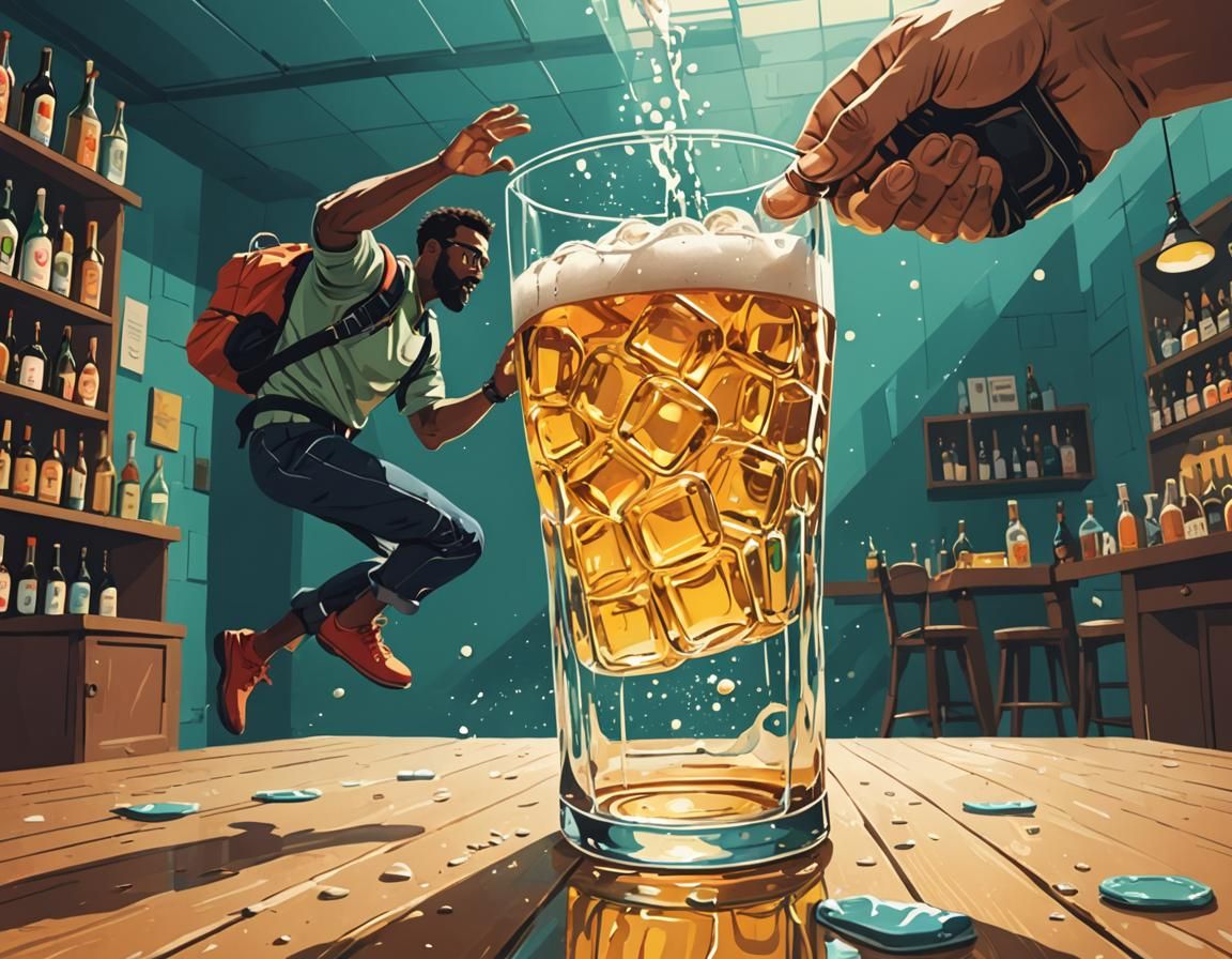 A man diving into an oversized glass of lager. Srsly tho, Be...