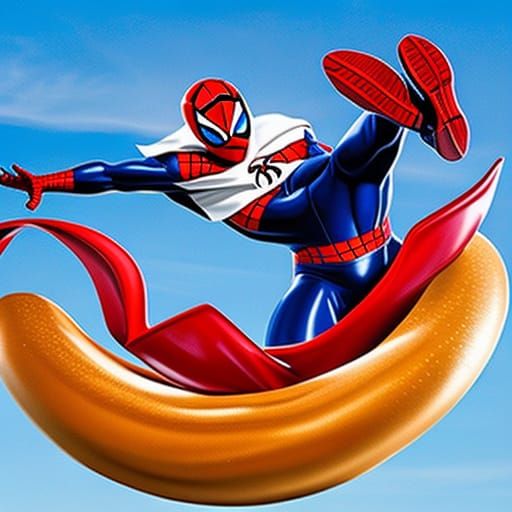 Spiderman and Pretzelwoman in Pretzel Spaceship