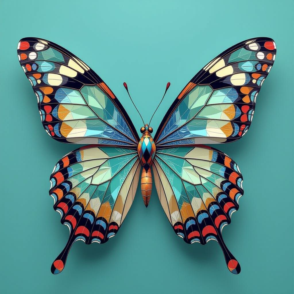 Geometric Butterfly Wings in Op Art Style