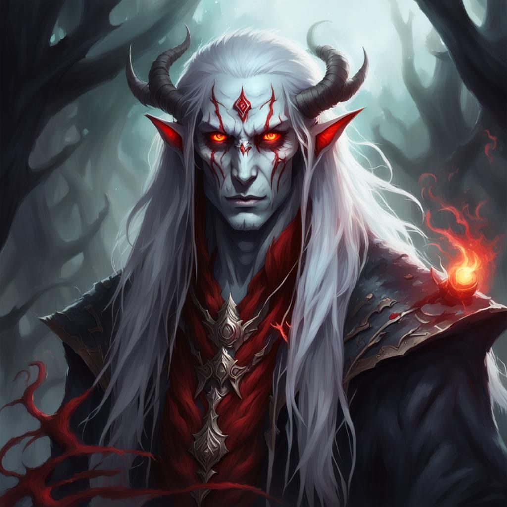 Gaunt Elf Lich with Red Magic Essence