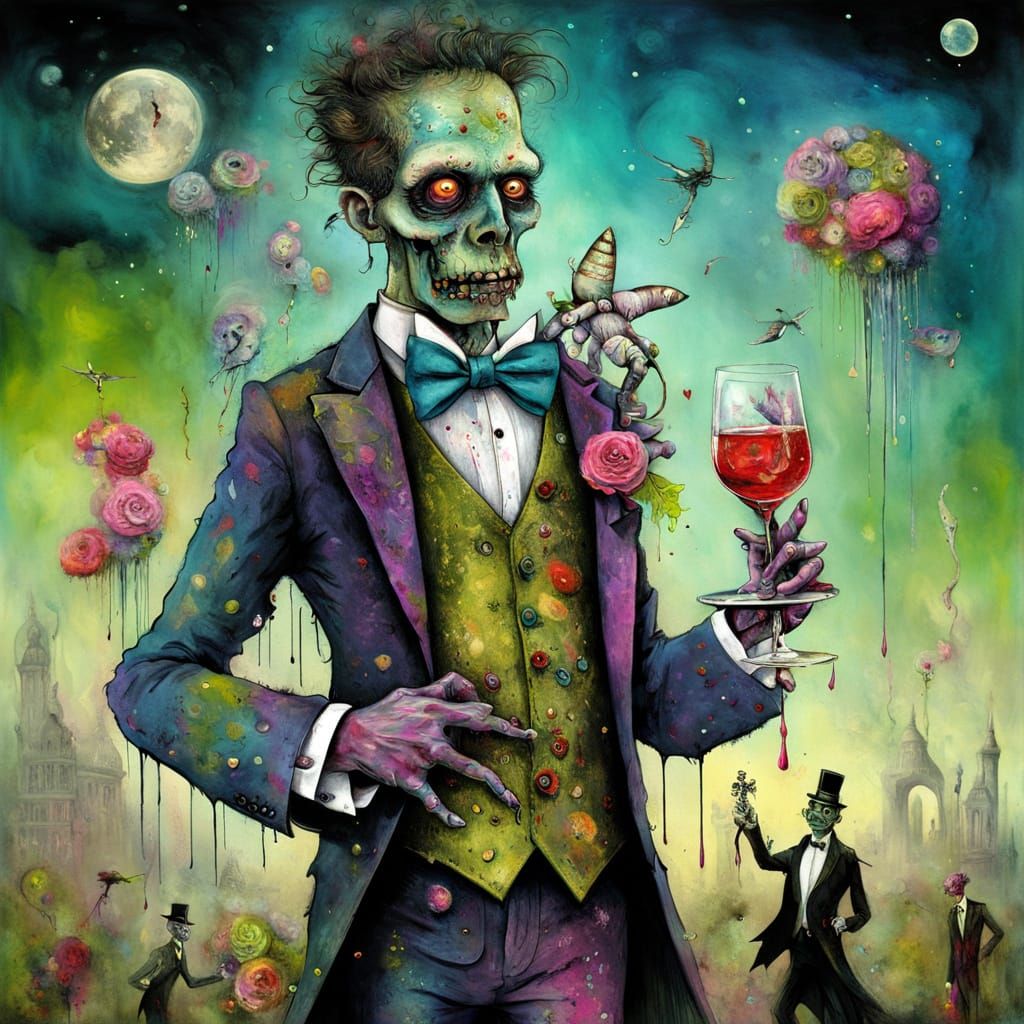 Whimsical Zombie Dressed for Prom Night