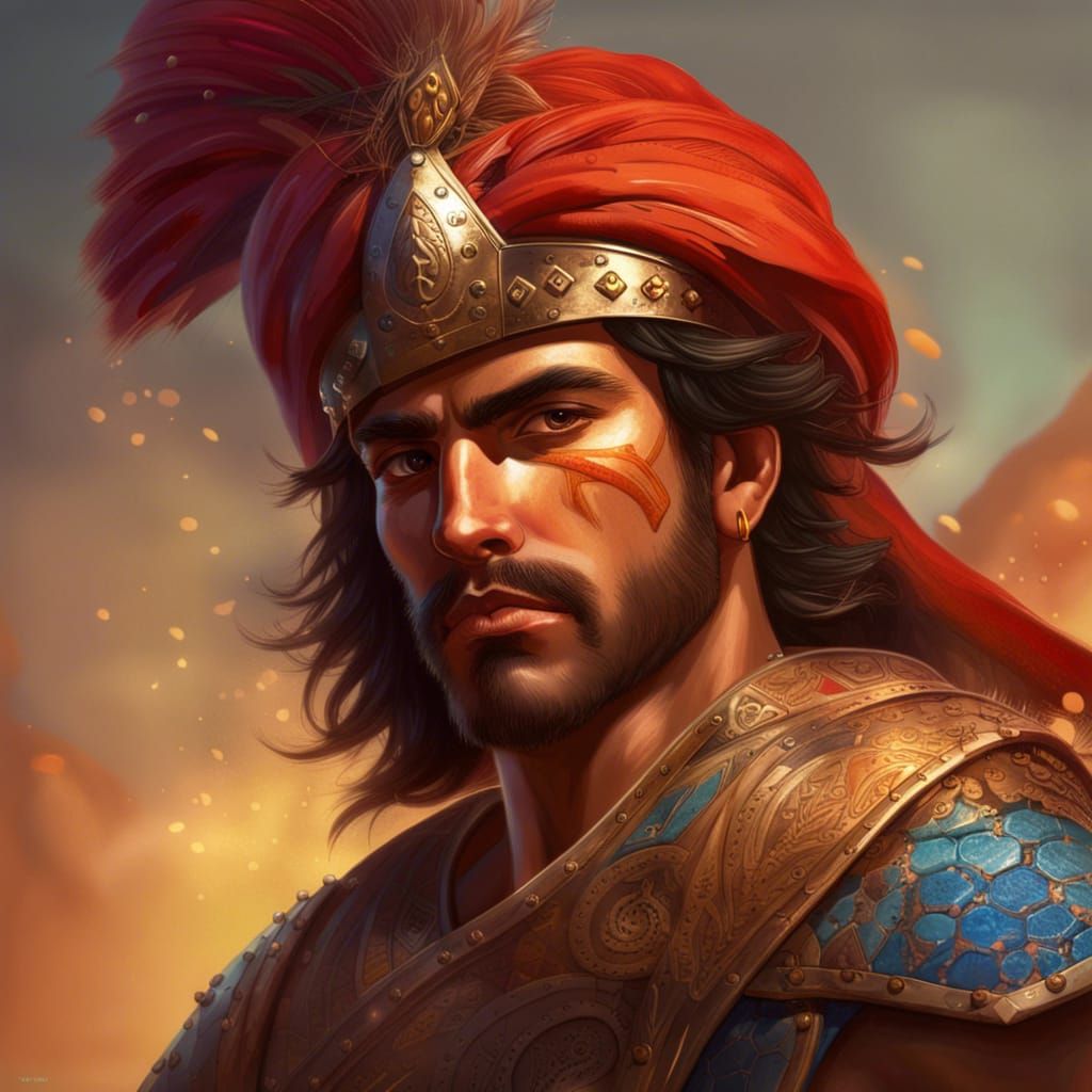 Ancient Persian Soldier in Splash Art Style