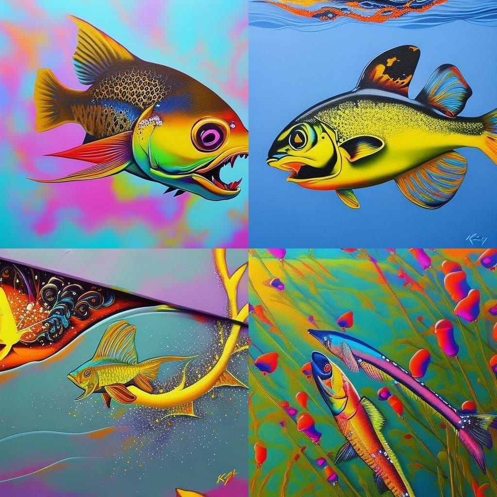 Playful Graffiti Fish Approaches Wax Tadpole