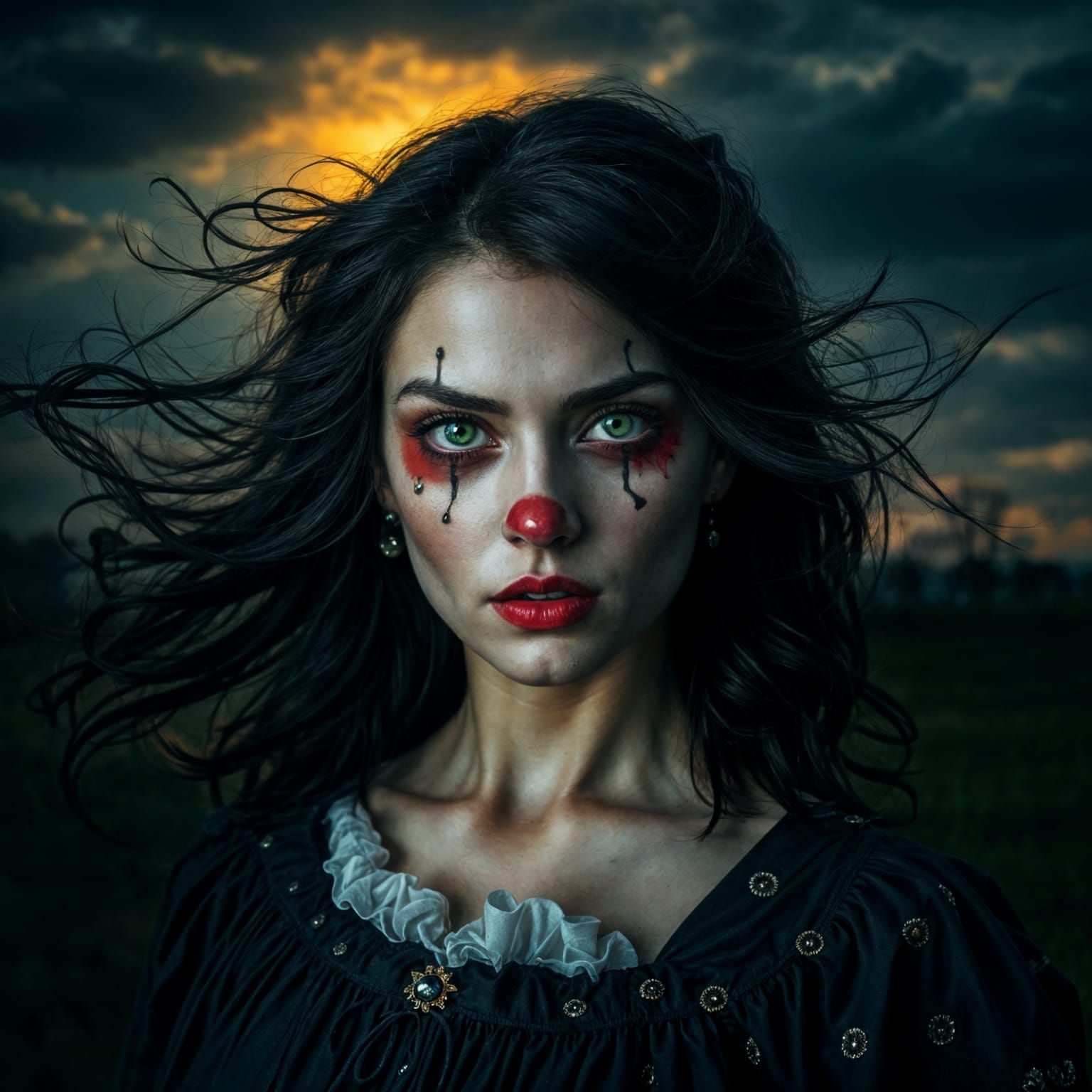 Catherine Earnshaw as Pierrot in Stormy Wuthering Heights