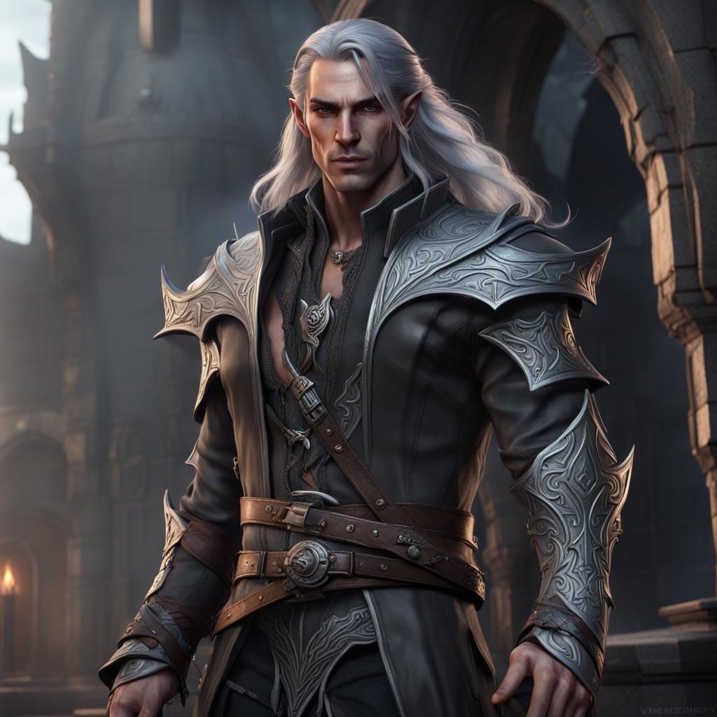 Grey Elf Rogue with Scar: Fantasy Concept Art