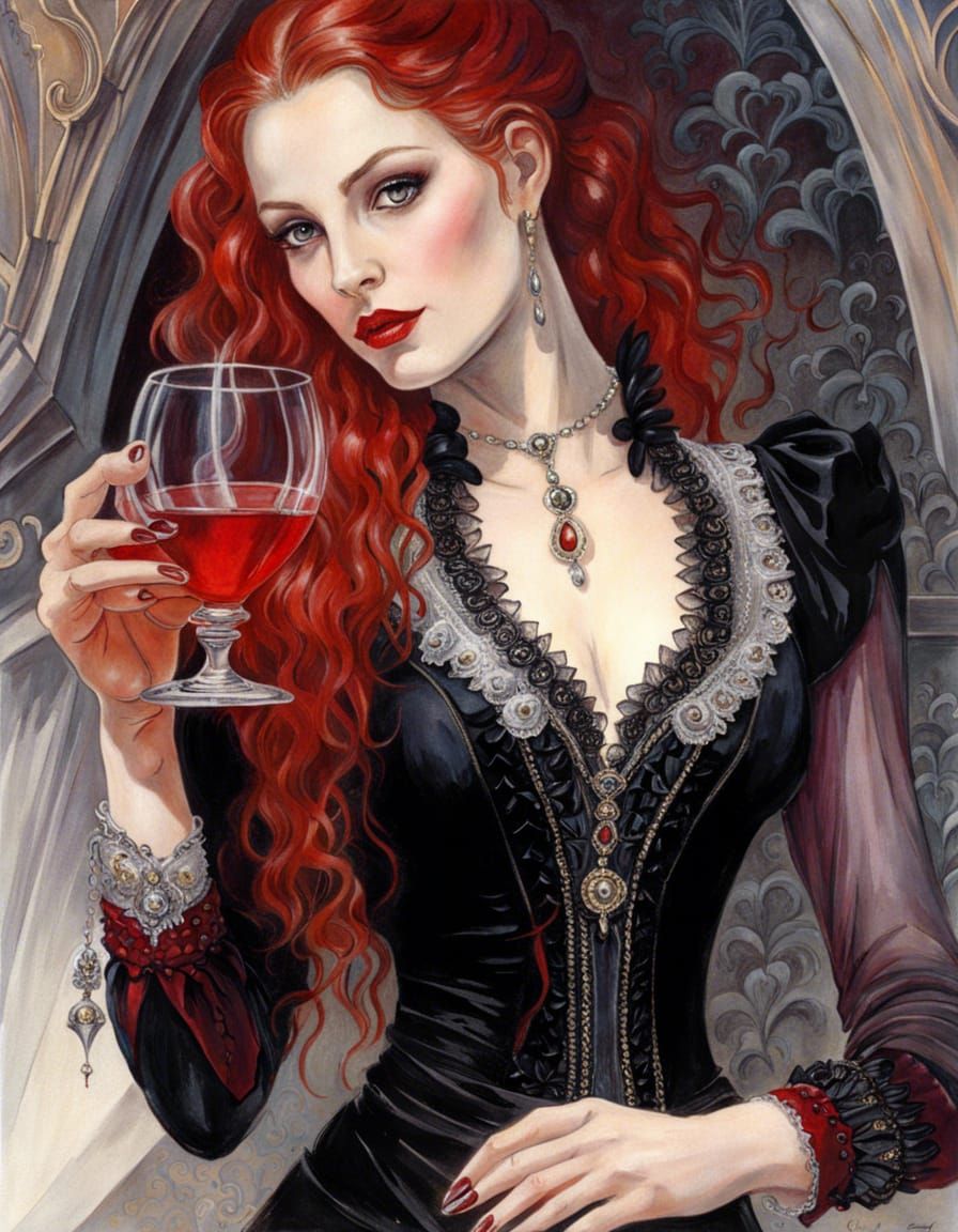Stunning Vampire Lady Portrait in Fantasy Setting