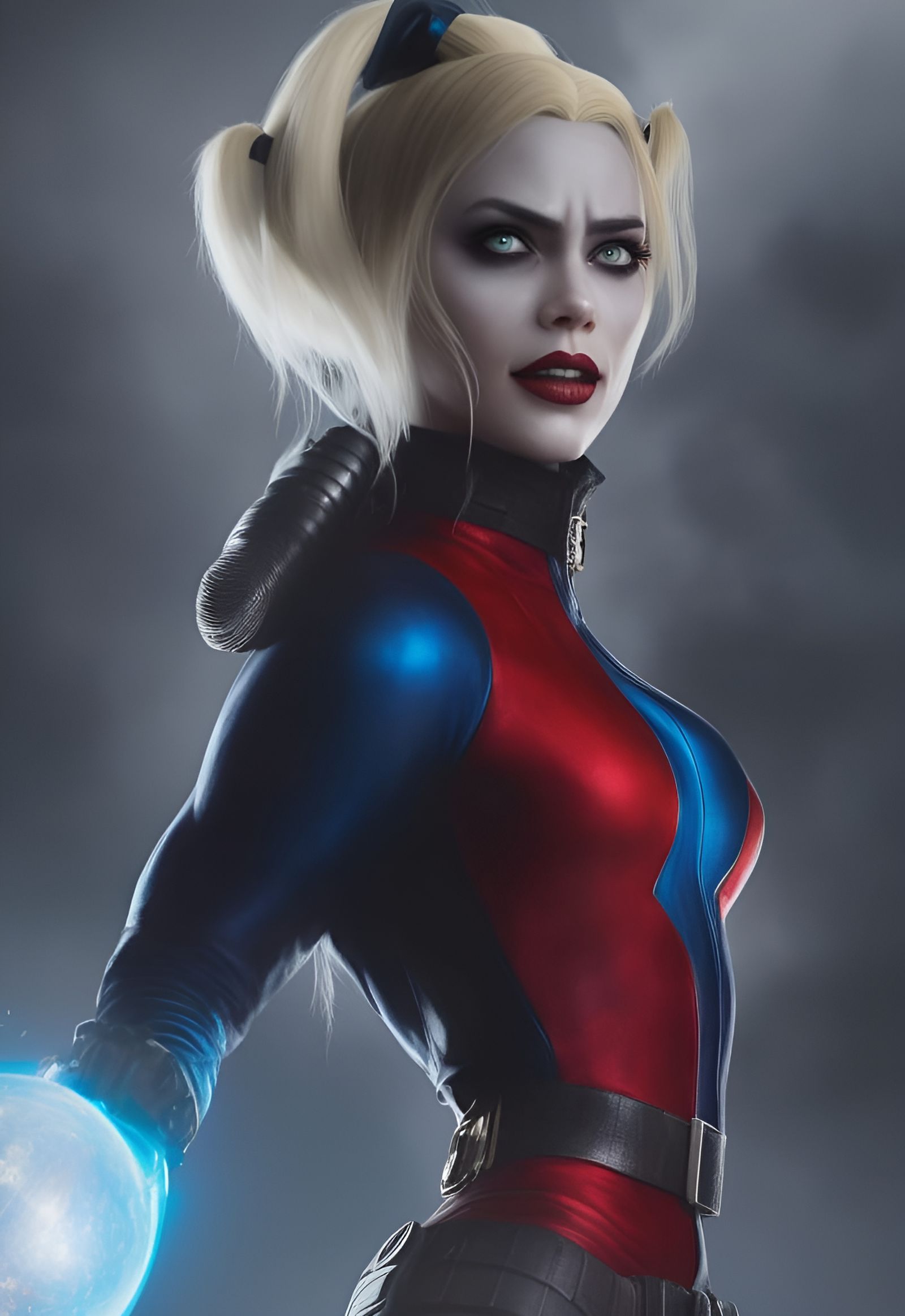 Harley Quinn Superhero Portrait in Detailed Matte Painting