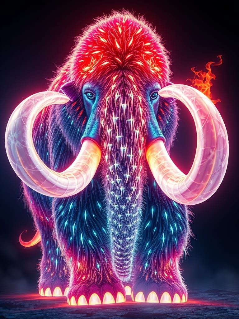 Godlike Woolly Mammoth with Fiber Optics and Crystal Tusks