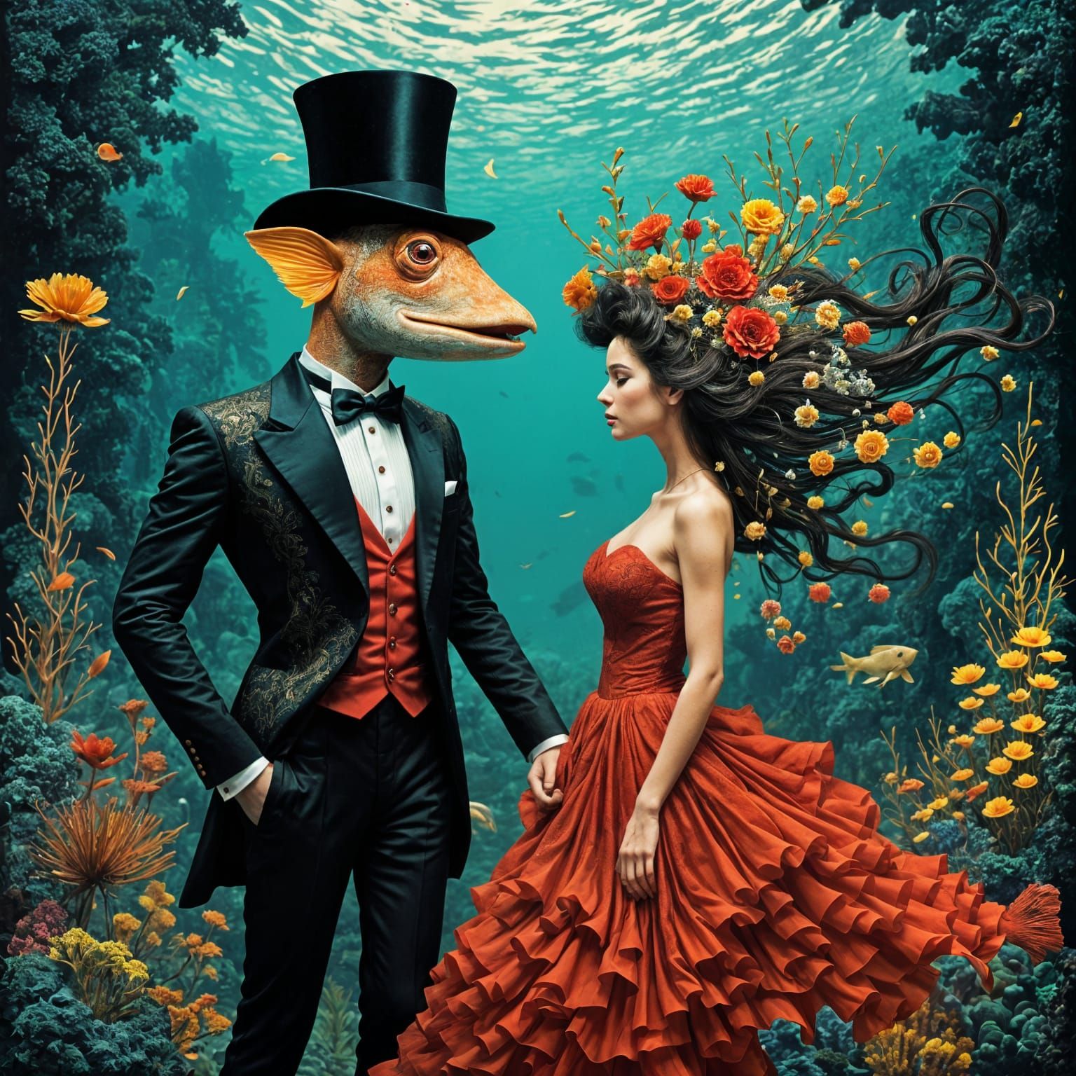 Fish Couple Attend Underwater Opera