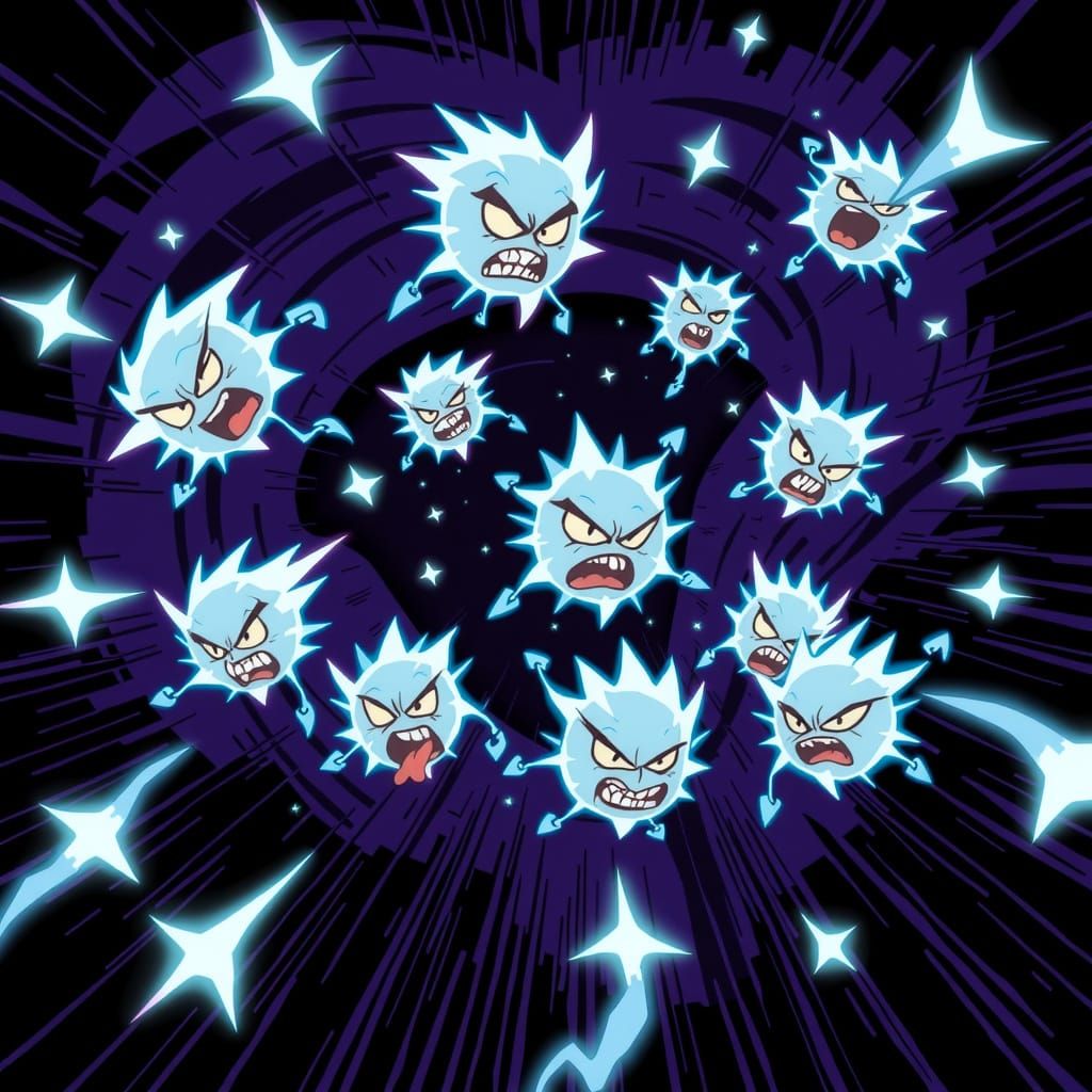 cartoon rabid electrons