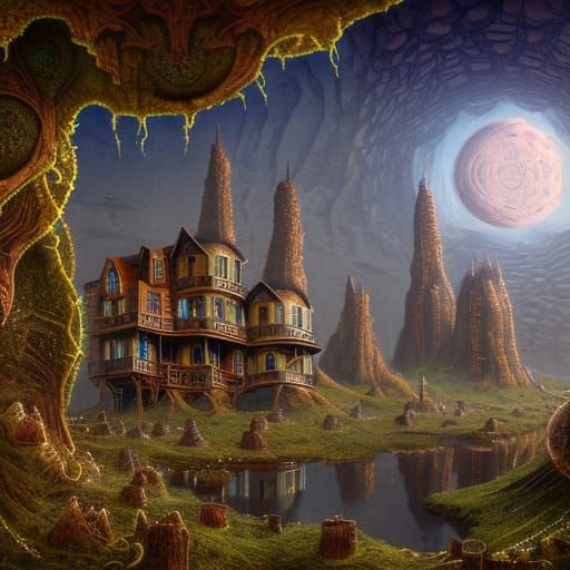 Steampunk Wild West City on the Moon