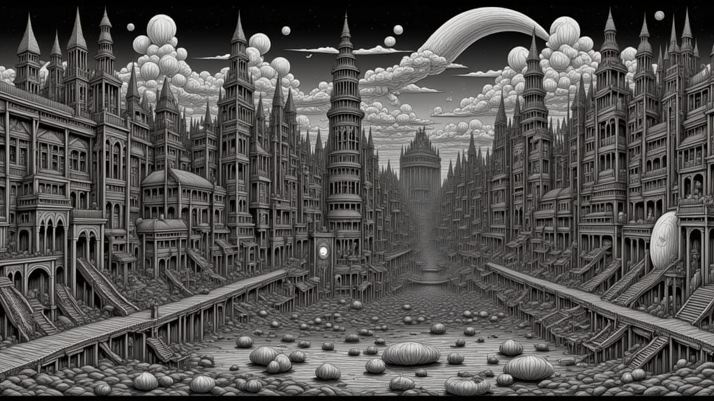 Futuristic Cityscape at Night in Cyberpunk Style