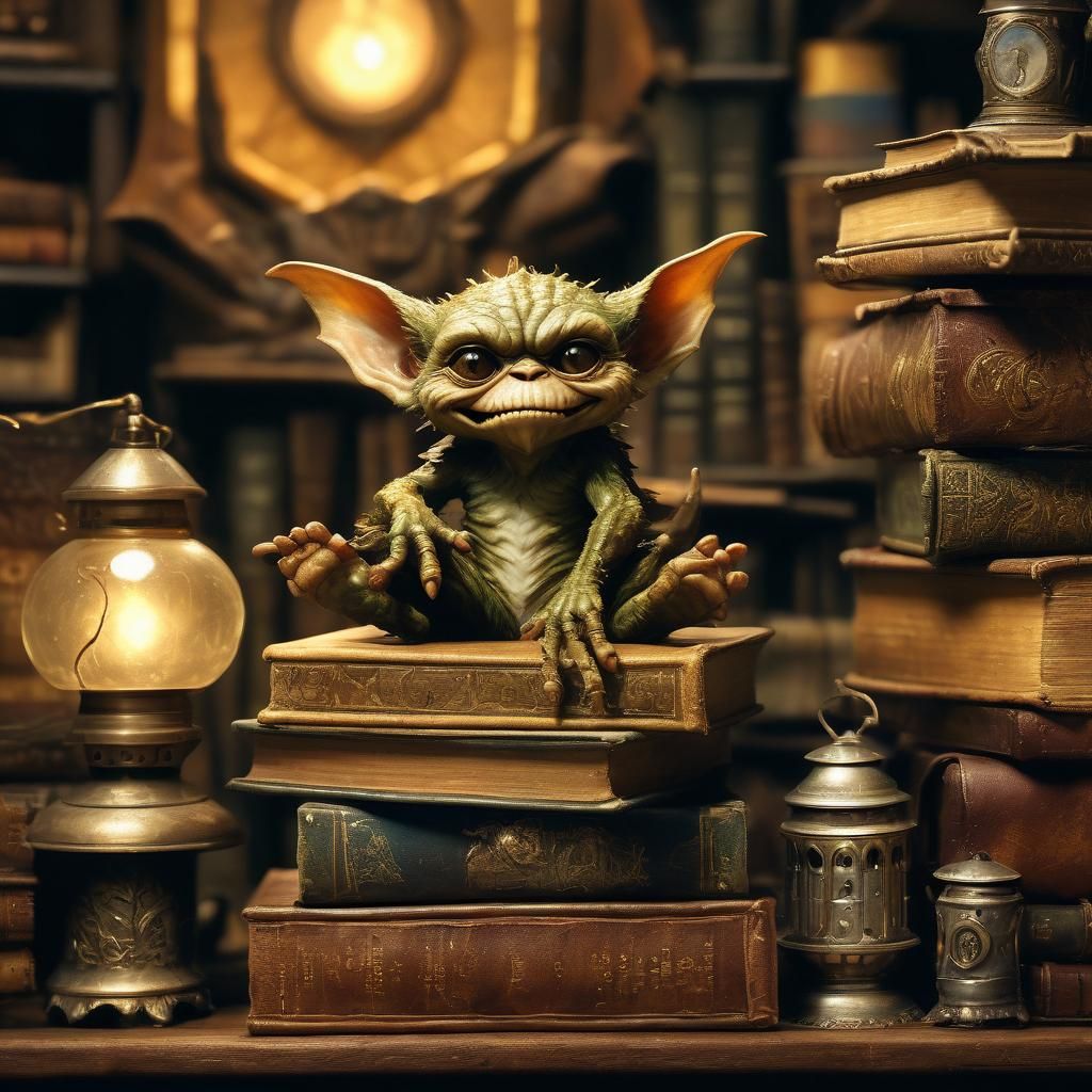 Gremlin in Fantasy Shop: Whimsical Illustration