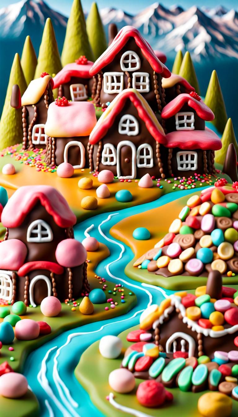 Candy Mountain Chalet in a Colorful Fantasy World