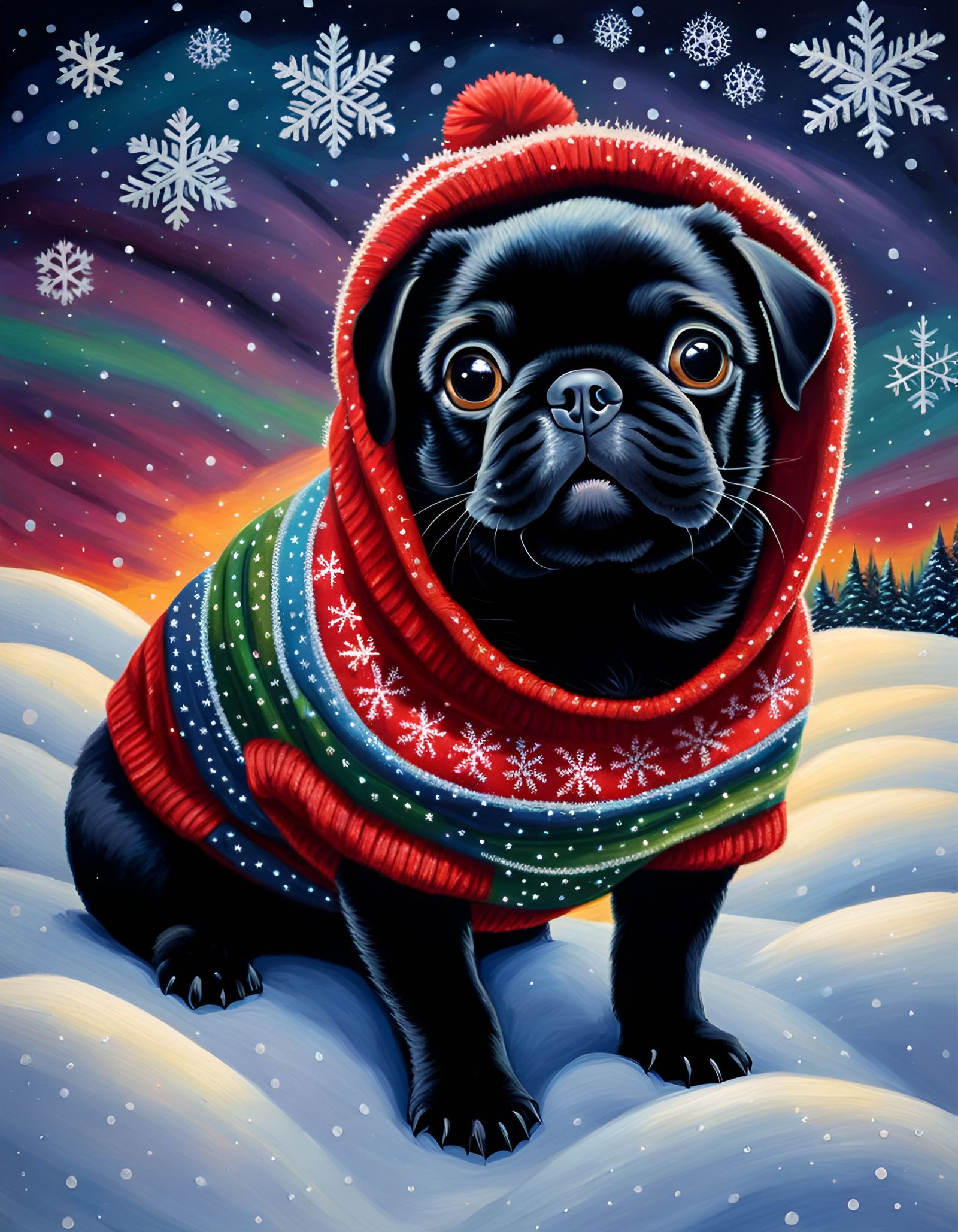 A Christmas Pug Portrait