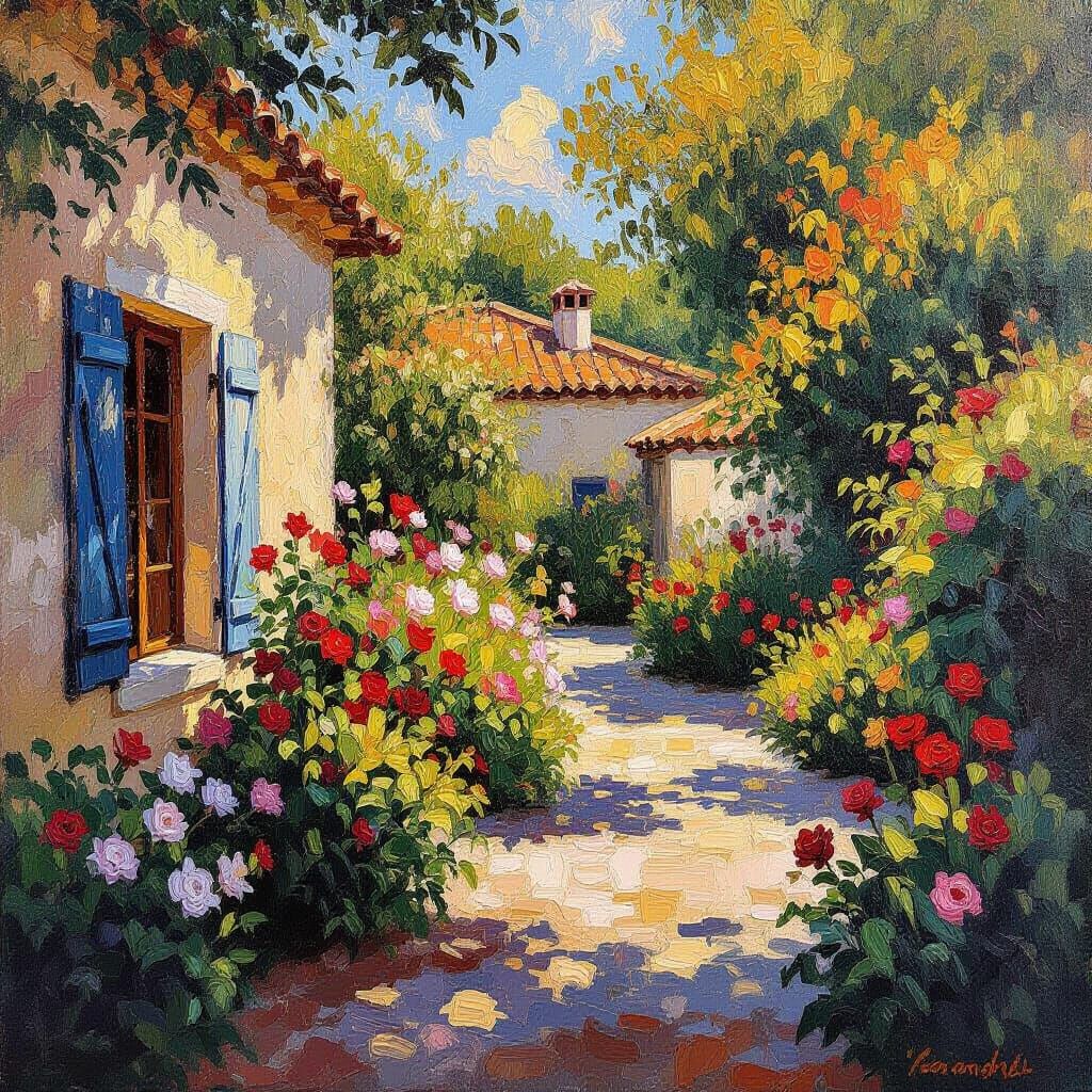 Impasto Garden Villa with Blooming Flowers