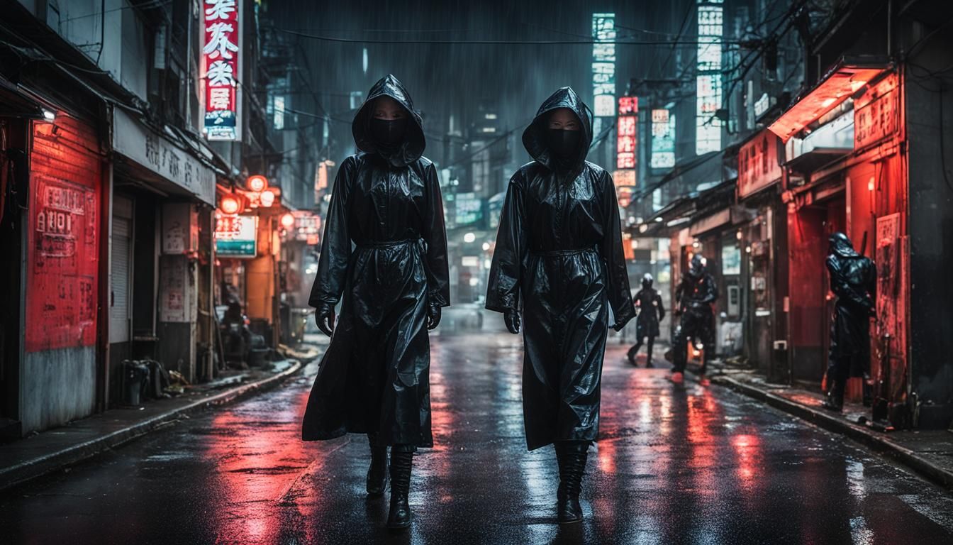 Cyberpunk Alley Fight in the Rain