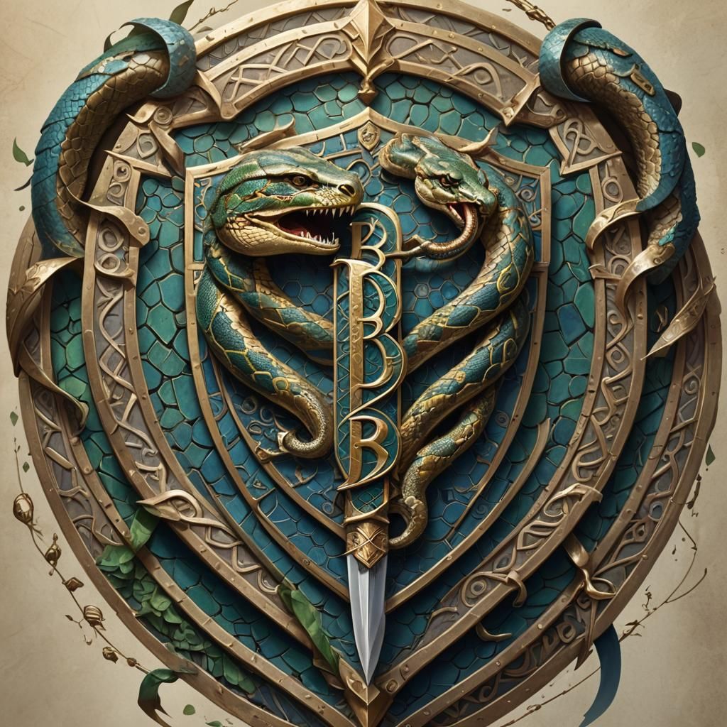 Python Snake Logo with Letters B and P