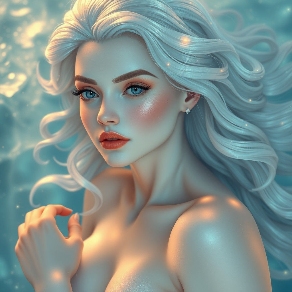 Surreal Mermaid Goddess Rises from Enchanted Ocean