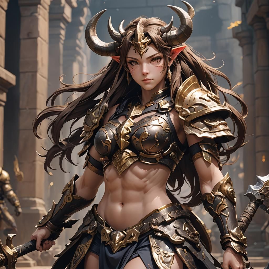 Anime-Style Minotaur Waifu in 3D