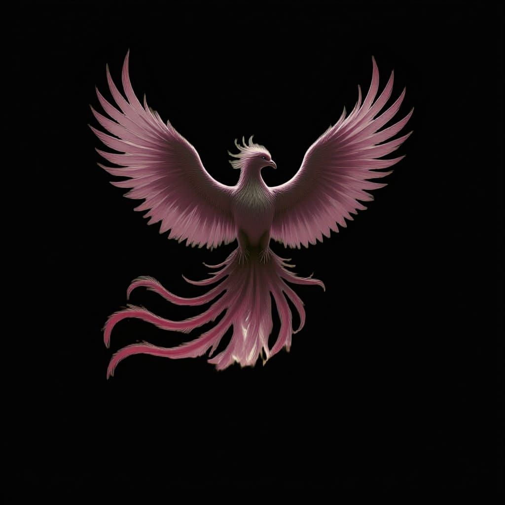 Majestic Phoenix Erupts from Fiery Embers in Temple Ruins