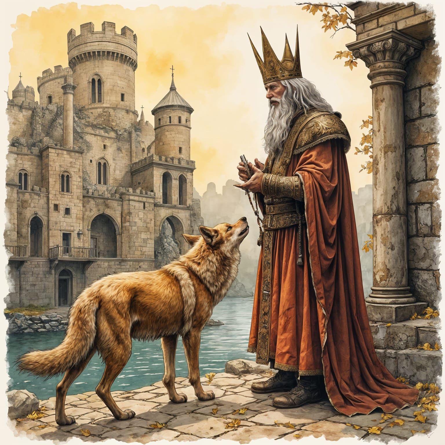 Mad King and Wolf: A Regal Illustration