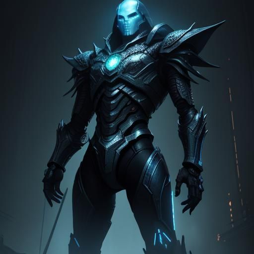 Tal'darim Alien on Glowing Platform in Cyberpunk Style