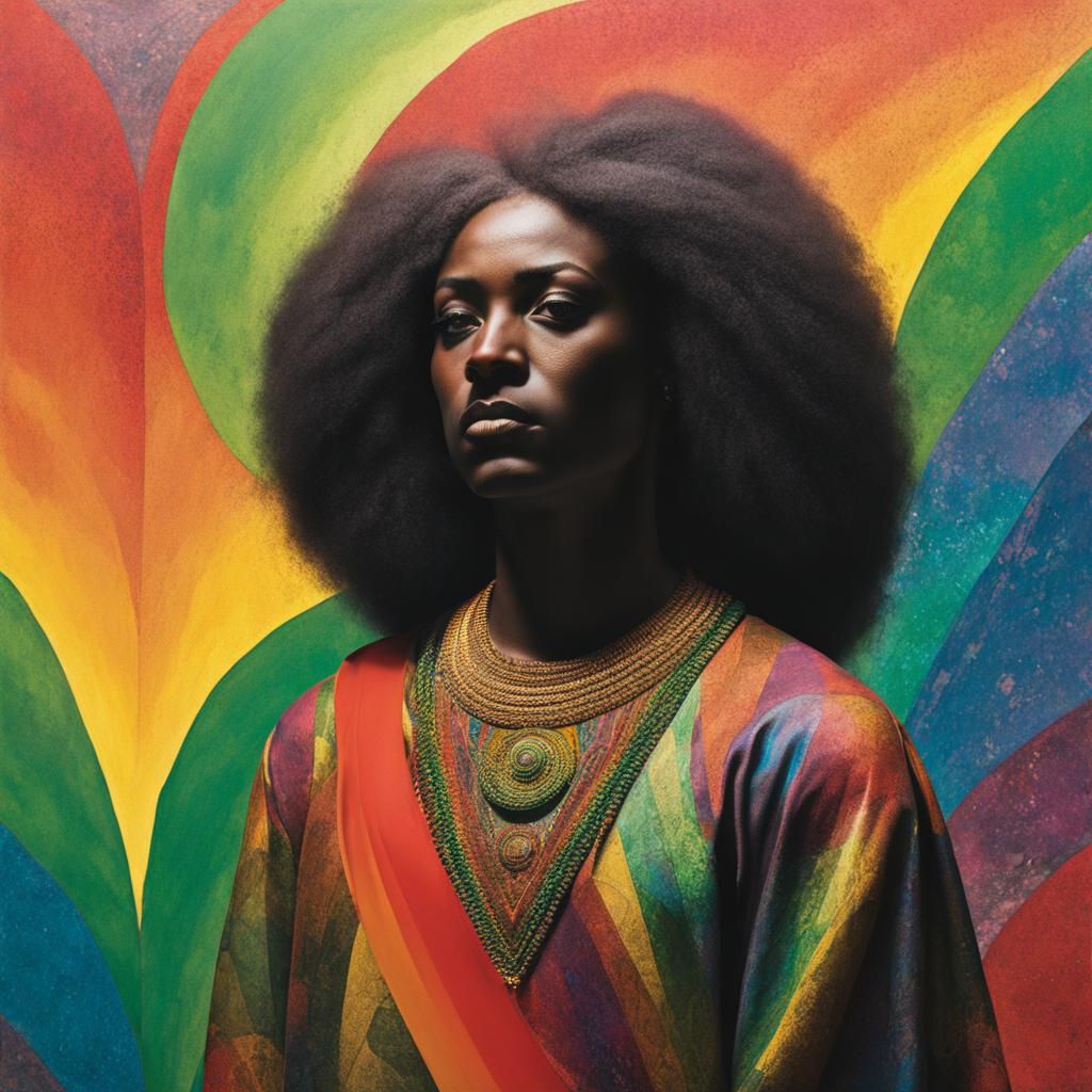 Expressive Rainbow God/Goddess in Pompeian Fresco Style