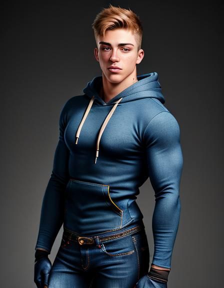 Handsome Teenager Boy in Jeans Outfit