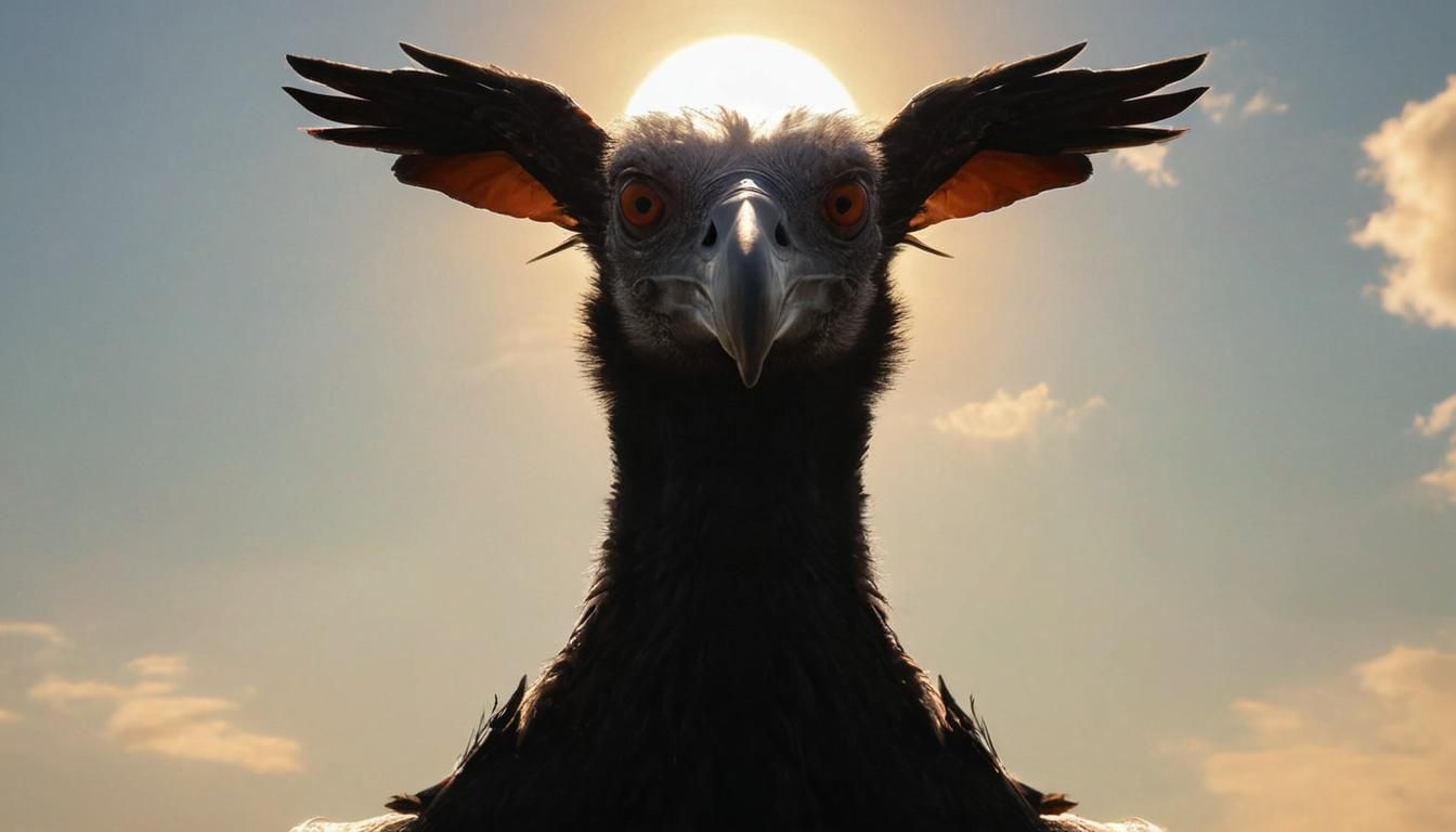 Vulture Silhouette Against Scorching Sun