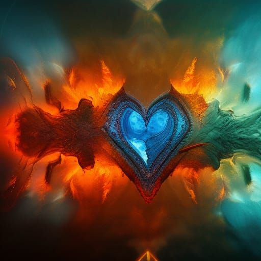Fiery Ice Heart: Detailed Fantasy Concept Art