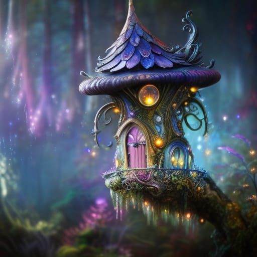 Enchanted Fairy Mushroom House: A Detailed Matte Painting