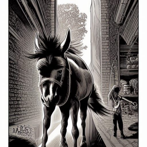 Donkey in Comic Book Art Style